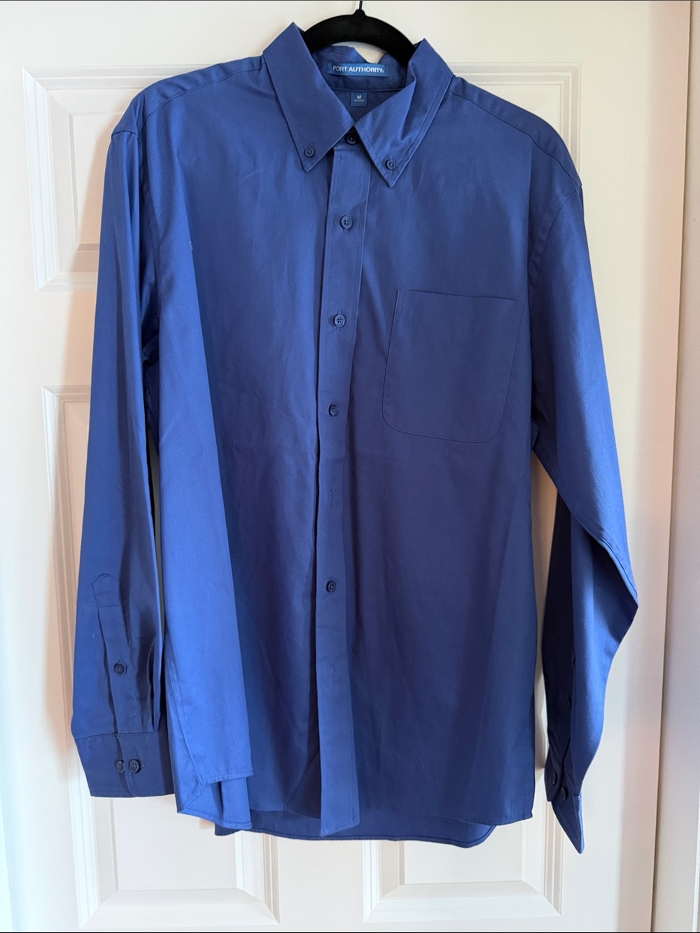 Port Authority Solid Blue Button-Down Dress Shirt